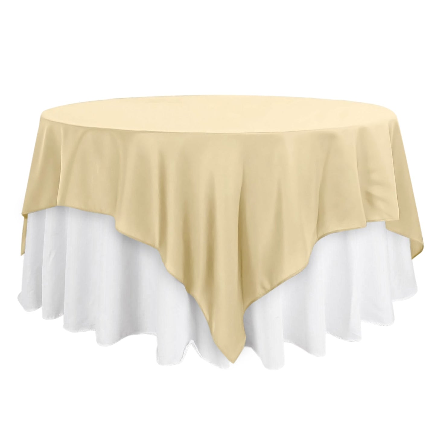 Polyester 90"x90" Table Overlay Square Tablecloth Champagne - Wrinkle-Resistant & Durable Table Cover Pro Linens