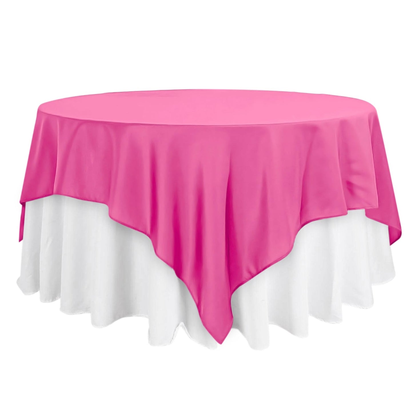 Polyester 90"x90" Table Overlay Square Tablecloth Fuchsia - Wrinkle-Resistant & Durable Table Cover Pro Linens