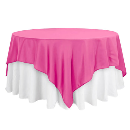 Polyester 90"x90" Table Overlay Square Tablecloth Fuchsia - Wrinkle-Resistant & Durable Table Cover Pro Linens