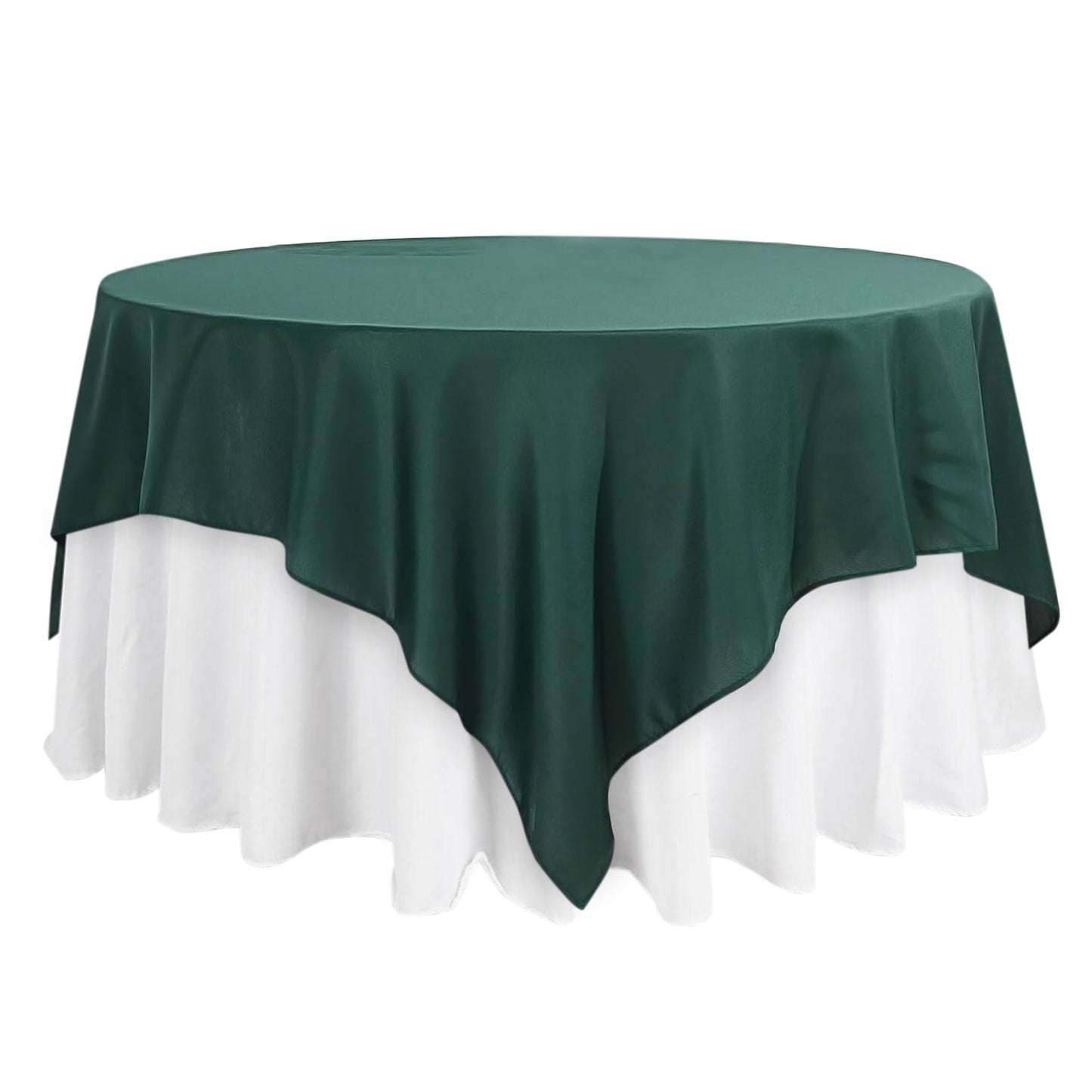 Polyester 90"x90" Table Overlay Square Tablecloth Hunter Emerald Green - Wrinkle-Resistant & Durable Table Cover Pro Linens