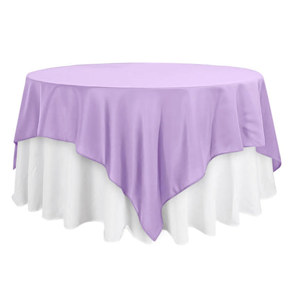 Polyester 90"x90" Table Overlay Square Tablecloth Lavender Lilac - Wrinkle-Resistant & Durable Table Cover Pro Linens