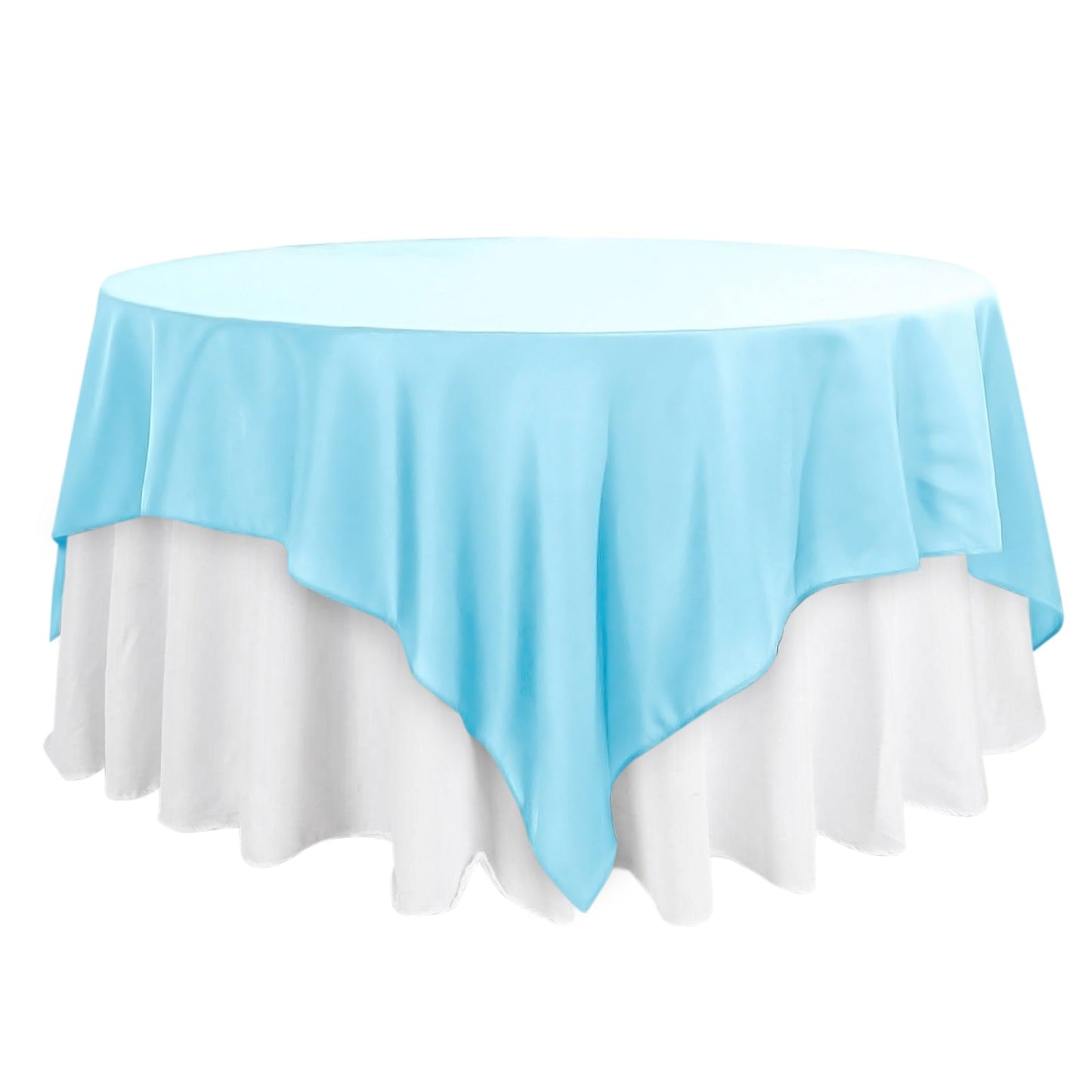 Polyester 90"x90" Table Overlay Square Tablecloth Light Blue - Wrinkle-Resistant & Durable Table Cover Pro Linens