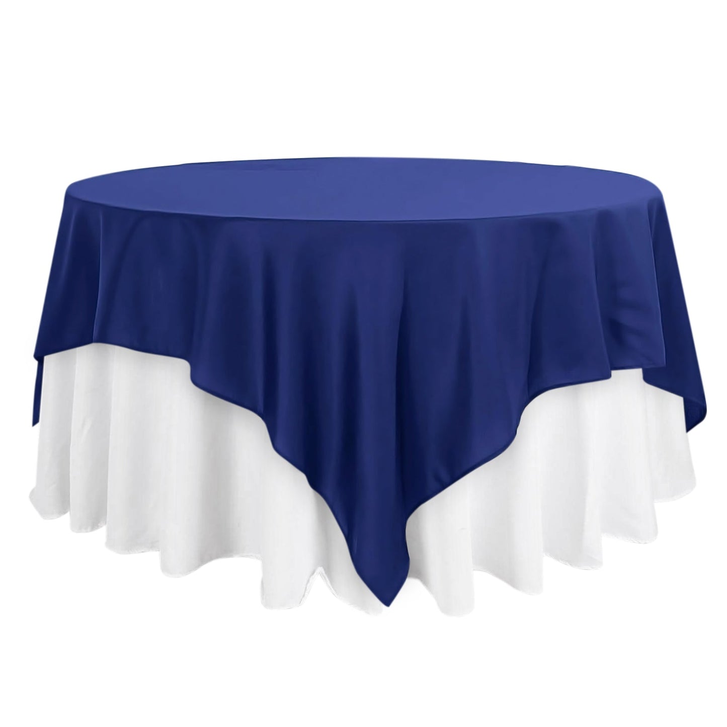 Polyester 90"x90" Table Overlay Square Tablecloth Navy Blue - Wrinkle-Resistant & Durable Table Cover Pro Linens