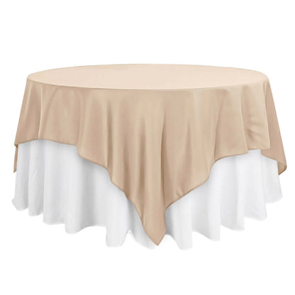 Polyester 90"x90" Table Overlay Square Tablecloth Nude - Wrinkle-Resistant & Durable Table Cover Pro Linens