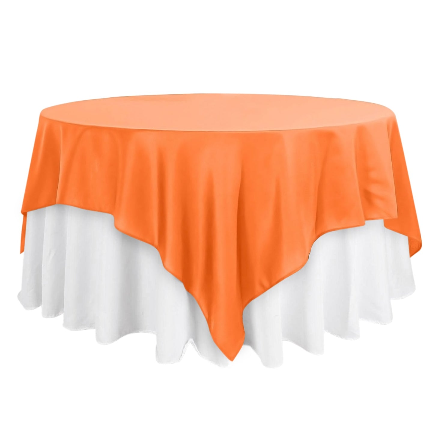 Polyester 90"x90" Table Overlay Square Tablecloth Orange - Wrinkle-Resistant & Durable Table Cover Pro Linens