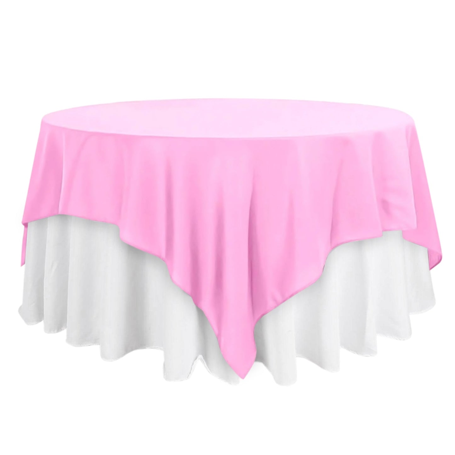 Polyester 90"x90" Table Overlay Square Tablecloth Pink - Wrinkle-Resistant & Durable Table Cover Pro Linens