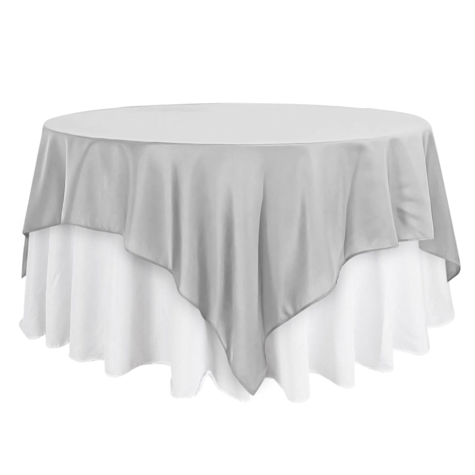 Polyester 90"x90" Table Overlay Square Tablecloth Silver - Wrinkle-Resistant & Durable Table Cover Pro Linens