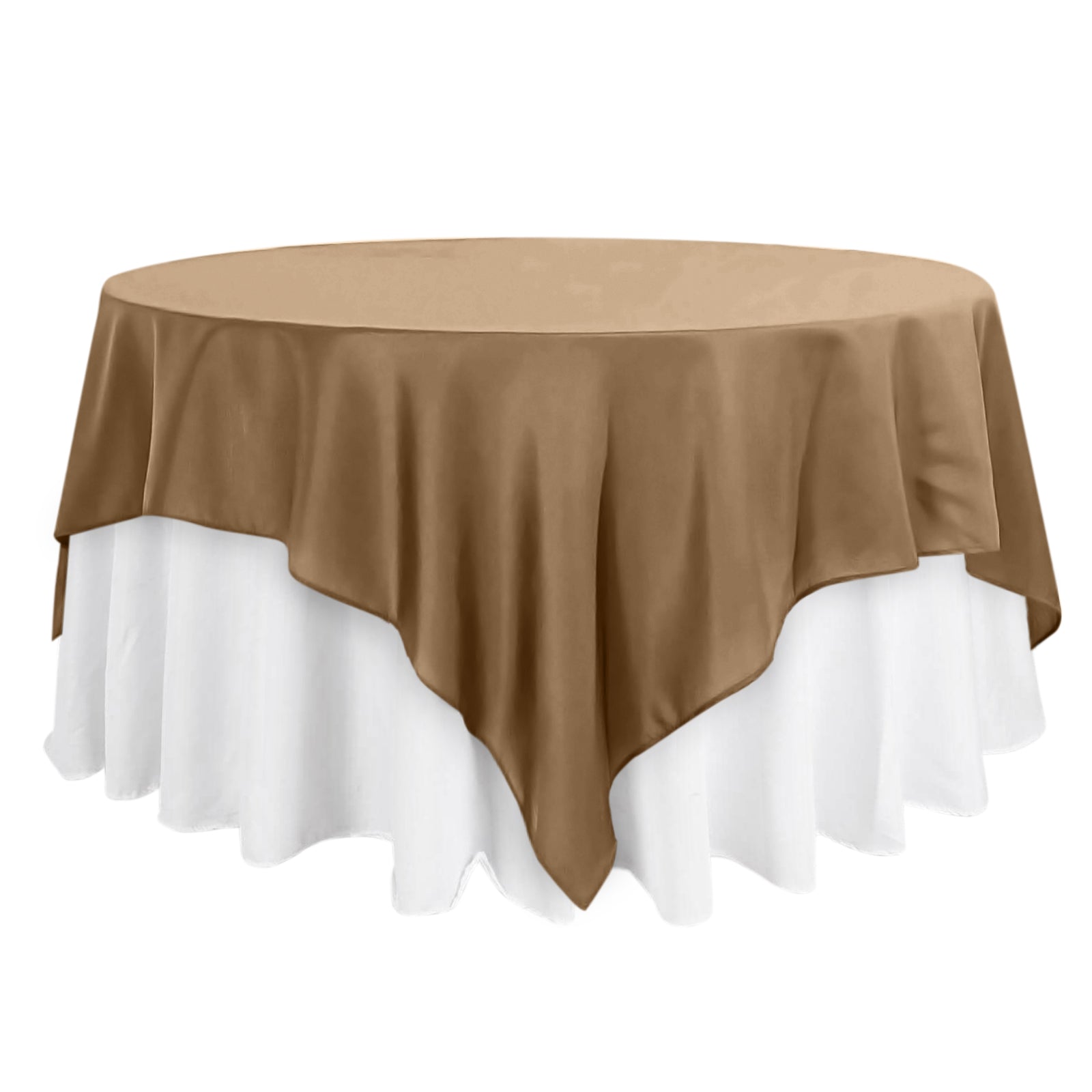 Polyester 90"x90" Table Overlay Square Tablecloth Taupe - Wrinkle-Resistant & Durable Table Cover Pro Linens