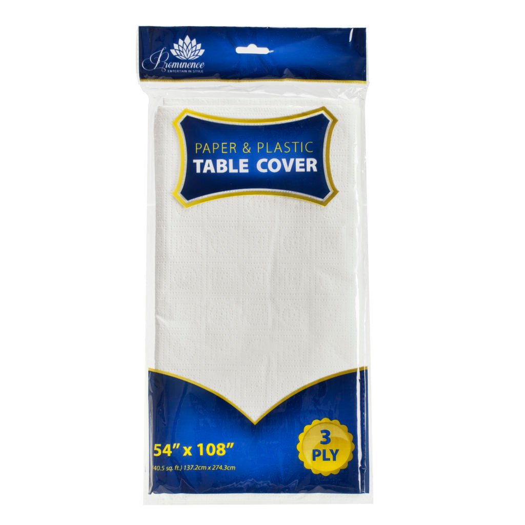 Posh Setting 54" x 108" White Paper Tissue / Poly Plastic Lined Table Covers - Pro Linens