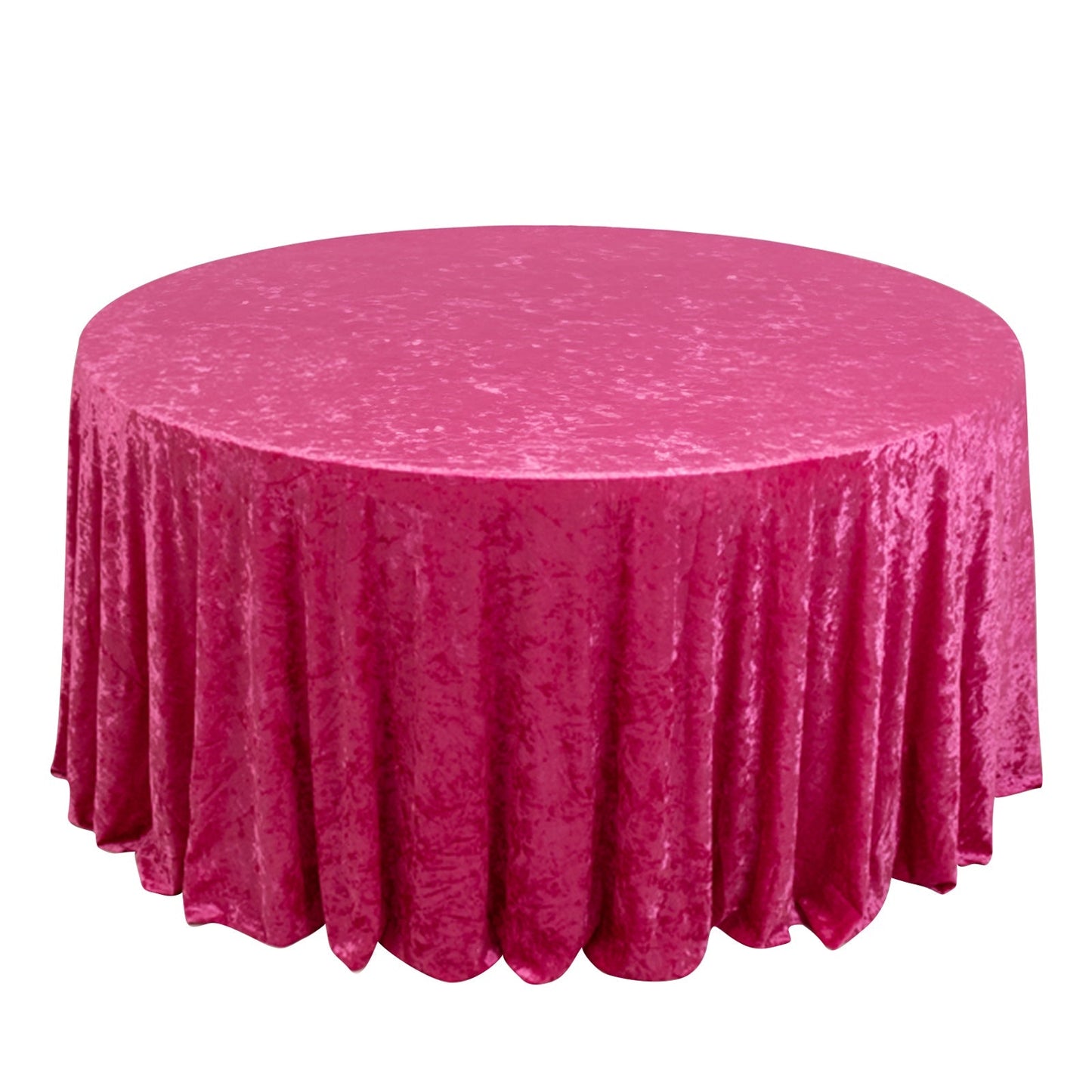 Premium Crushed Velvet 120" Round Tablecloth Fuchsia - Reusable Soft & Stylish Seamless Table Cover Pro Linens