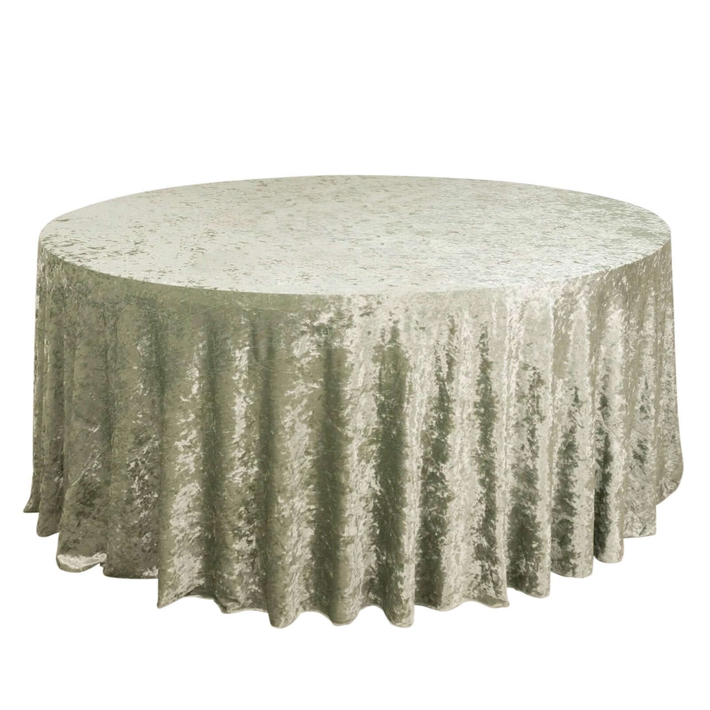 Premium Crushed Velvet 120" Round Tablecloth Sage Green - Reusable Soft & Stylish Seamless Table Cover Pro Linens