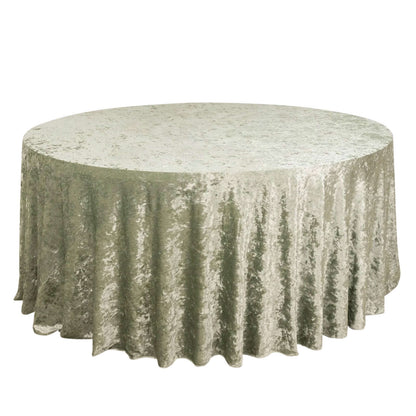 Premium Crushed Velvet 120" Round Tablecloth Sage Green - Reusable Soft & Stylish Seamless Table Cover Pro Linens