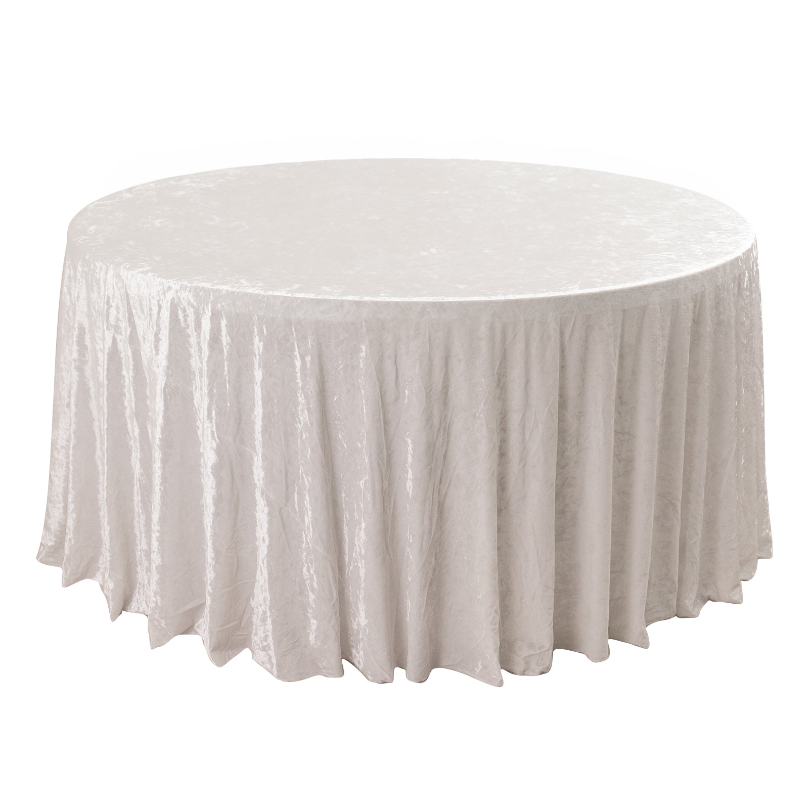 Premium Crushed Velvet 120" Round Tablecloth White - Reusable Soft & Stylish Seamless Table Cover Pro Linens