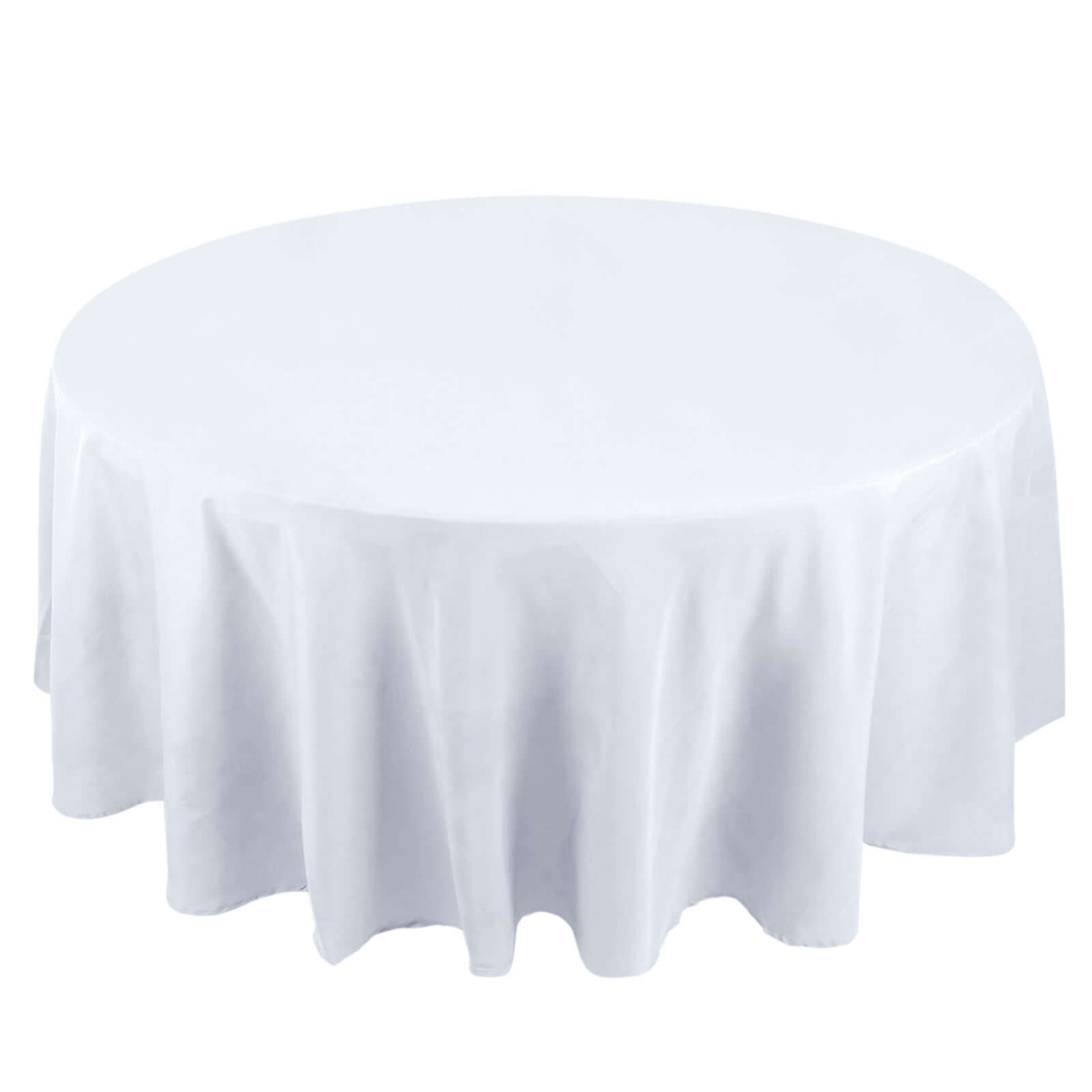 Premium Polyester 108" Round Tablecloth White - Wrinkle-Resistant 220GSM Table Cover for Weddings & Events Pro Linens