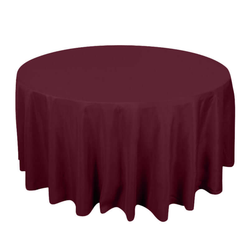 Premium Polyester 120" Round Tablecloth Burgundy - Seamless 220GSM Wrinkle-Resistant Table Cover Pro Linens