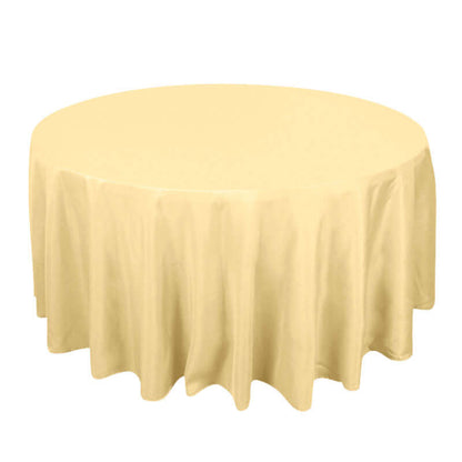 Premium Polyester 120" Round Tablecloth Champagne - Seamless 220GSM Wrinkle-Resistant Table Cover Pro Linens