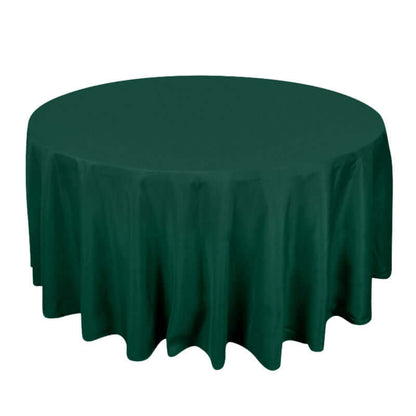 Premium Polyester 120" Round Tablecloth Hunter Emerald Green - Seamless 220GSM Wrinkle-Resistant Table Cover Pro Linens