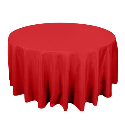 Premium Polyester 120" Round Tablecloth Red - Seamless 220GSM Wrinkle-Resistant Table Cover Pro Linens