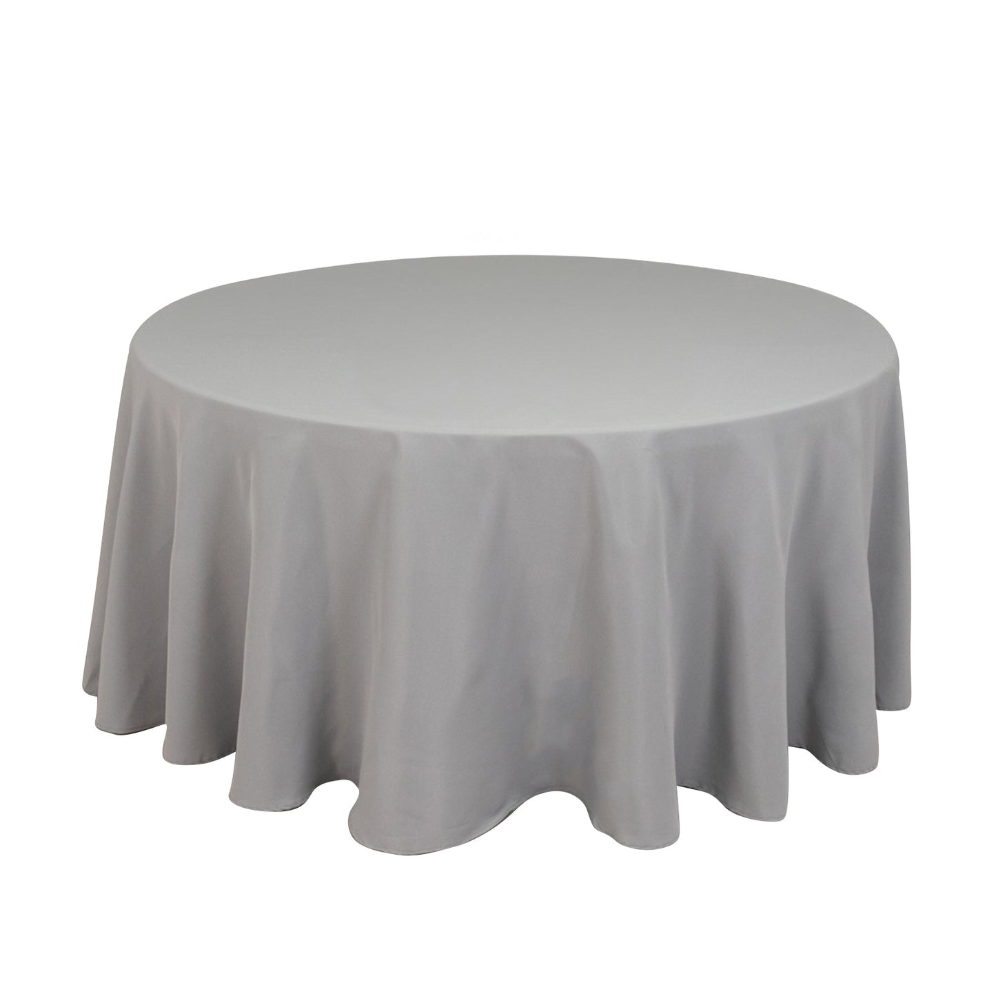 Premium Polyester 120" Round Tablecloth Silver - Seamless 220GSM Wrinkle-Resistant Table Cover Pro Linens