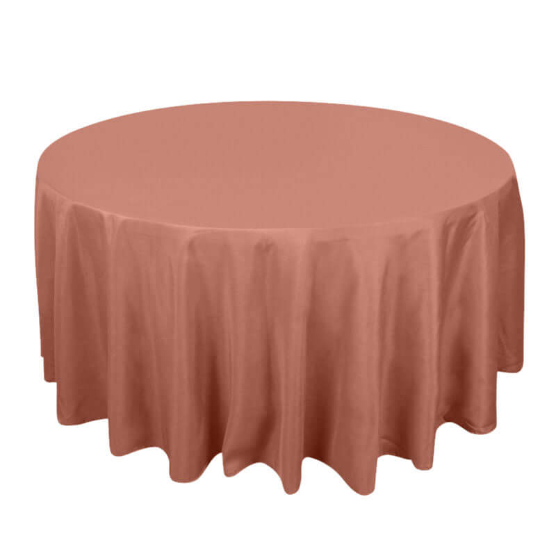 Premium Polyester 120" Round Tablecloth Terracotta (Rust) - Seamless 220GSM Wrinkle-Resistant Table Cover Pro Linens