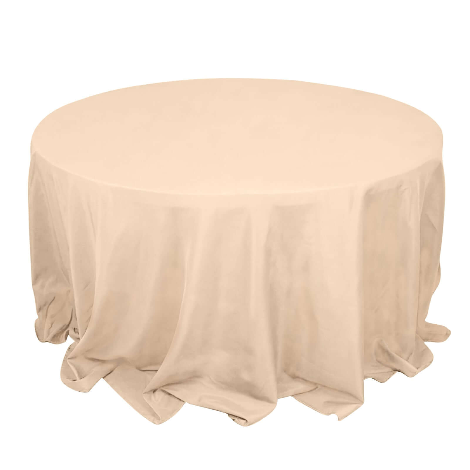 Premium Polyester 132" Round Tablecloth Beige - Seamless 220GSM Wrinkle-Resistant Table Cover Pro Linens