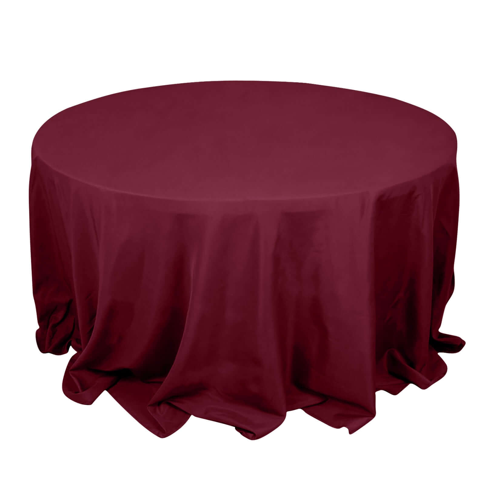 Premium Polyester 132" Round Tablecloth Burgundy - Seamless 220GSM Wrinkle-Resistant Table Cover Pro Linens