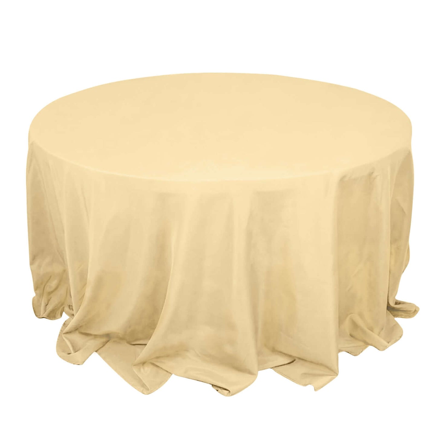 Premium Polyester 132" Round Tablecloth Champagne - Seamless 220GSM Wrinkle-Resistant Table Cover Pro Linens