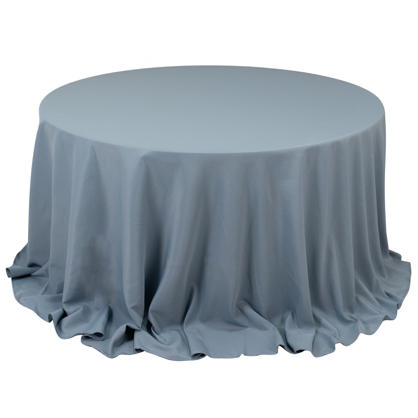 Premium Polyester 132" Round Tablecloth Dusty Blue - Seamless 220GSM Wrinkle-Resistant Table Cover Pro Linens