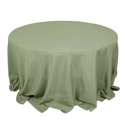 Premium Polyester 132" Round Tablecloth Dusty Sage Green - Seamless 220GSM Wrinkle-Resistant Table Cover Pro Linens