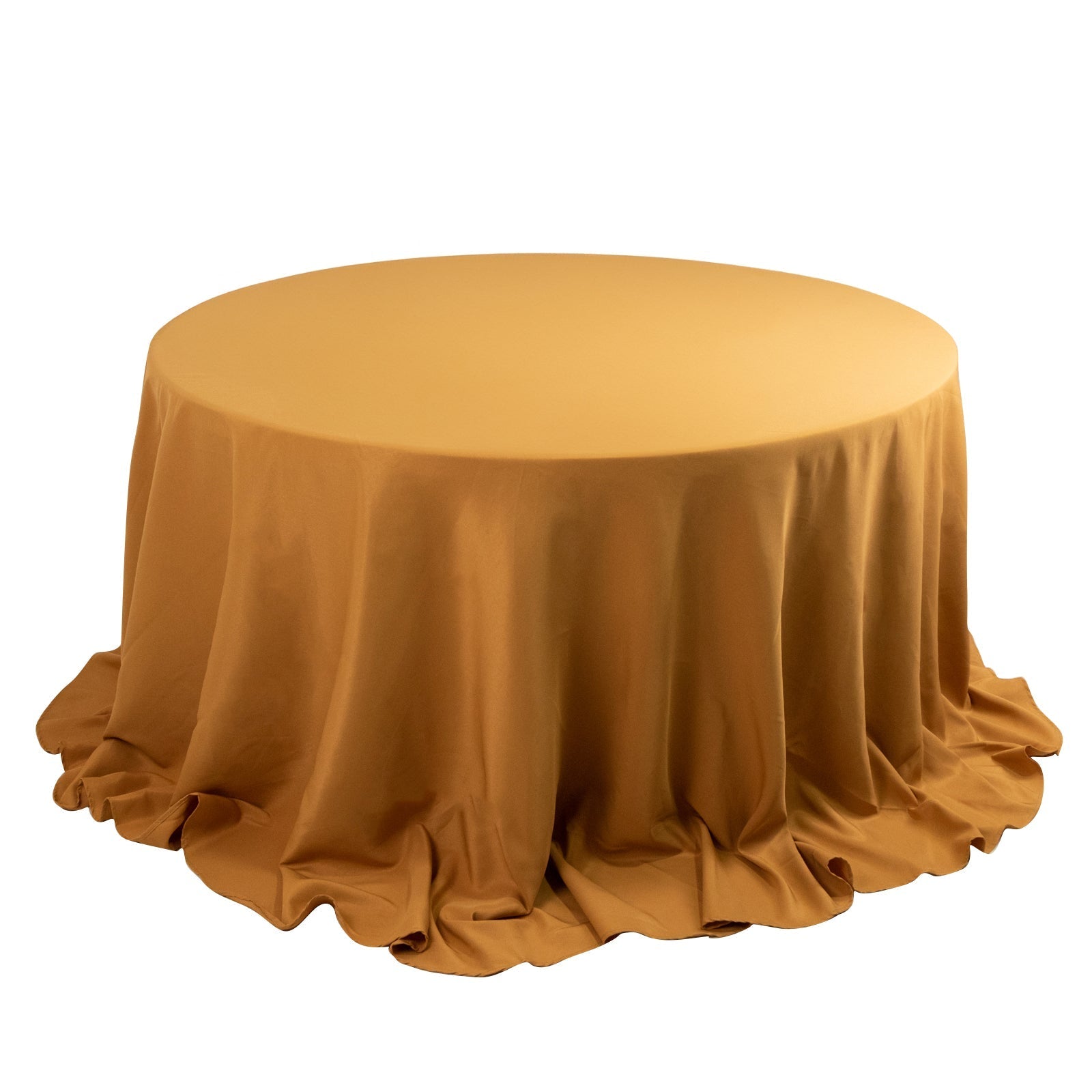 Premium Polyester 132" Round Tablecloth Gold - Seamless 220GSM Wrinkle-Resistant Design for Upscale Occasions Pro Linens