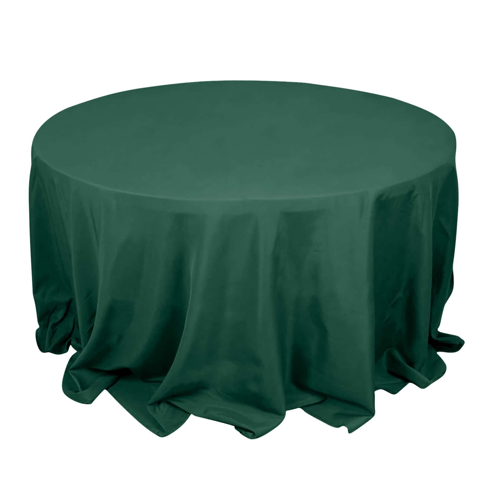 Premium Polyester 132" Round Tablecloth Hunter Emerald Green - Seamless 220GSM Wrinkle-Resistant Table Cover Pro Linens