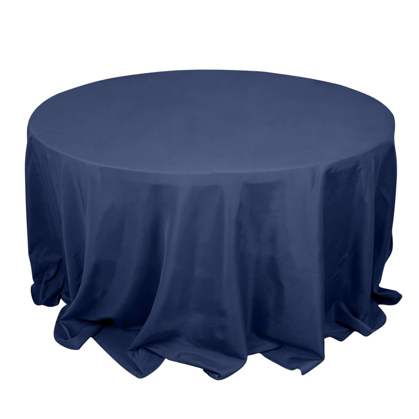 Premium Polyester 132" Round Tablecloth Navy Blue - Seamless 220GSM Wrinkle-Resistant Table Cover Pro Linens