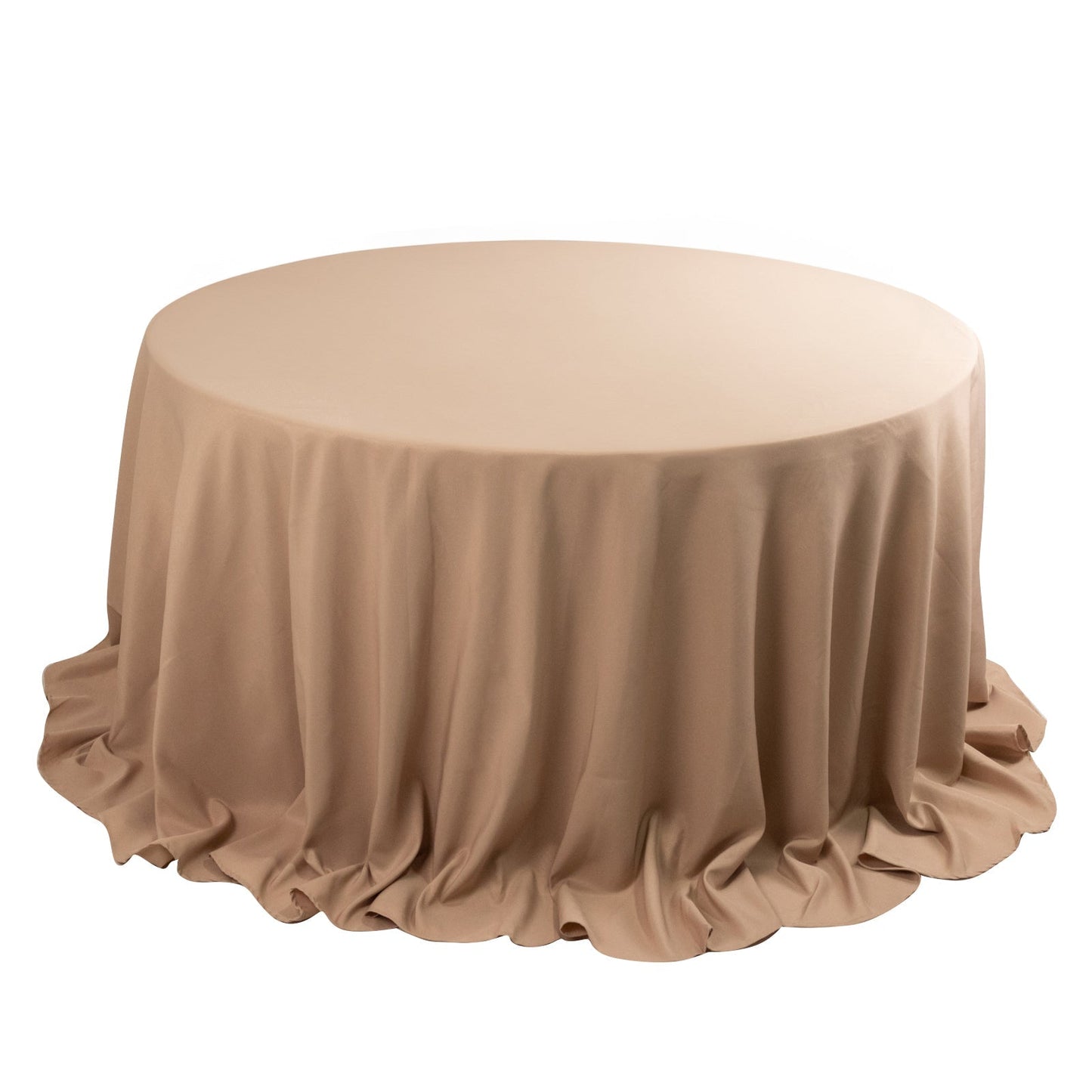 Premium Polyester 132" Round Tablecloth Nude - Seamless 220GSM Wrinkle-Resistant Table Cover Pro Linens