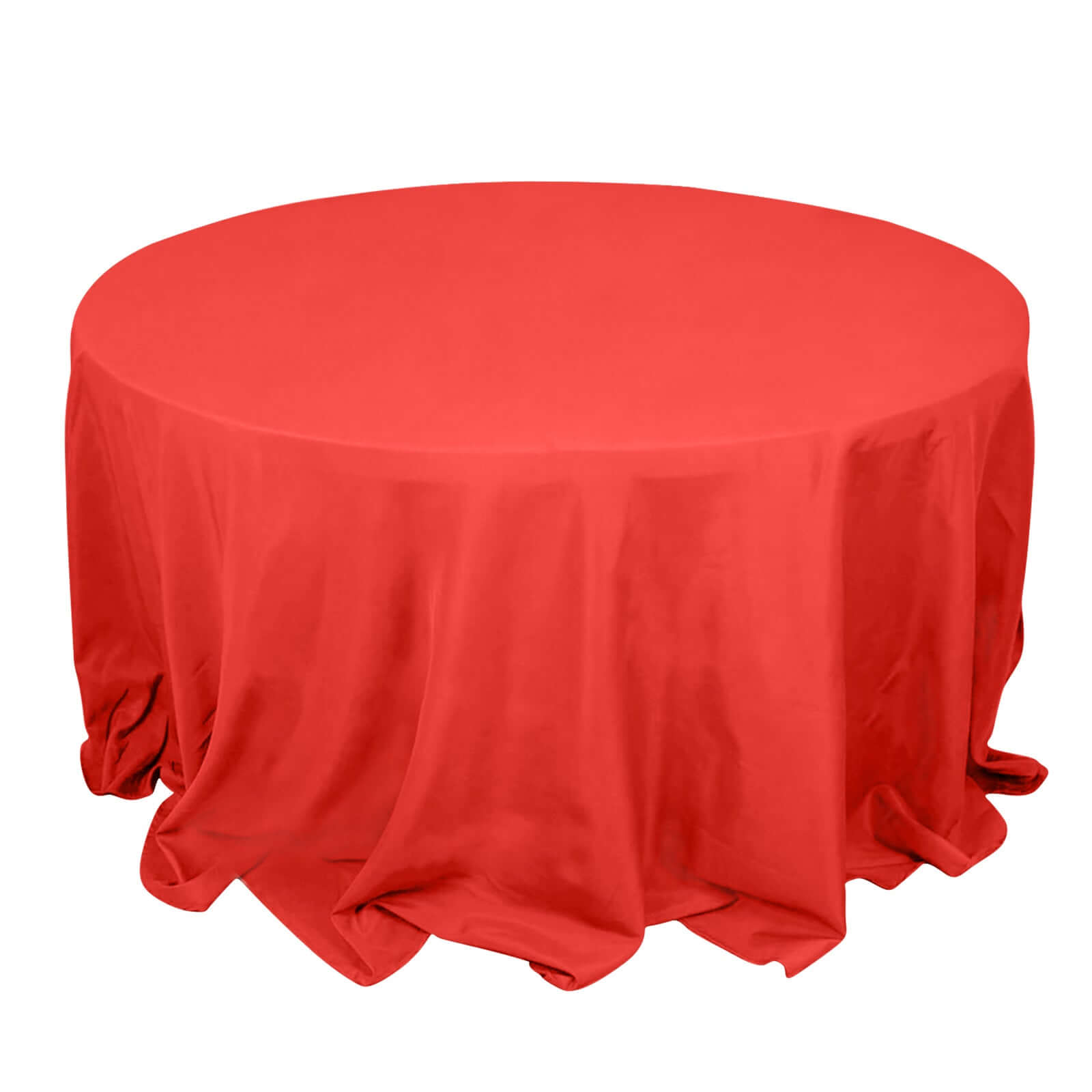 Premium Polyester 132" Round Tablecloth Red - Seamless 220GSM Wrinkle-Resistant Table Cover Pro Linens