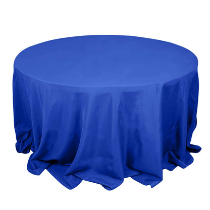 Premium Polyester 132" Round Tablecloth Royal Blue - Seamless 220GSM Wrinkle-Resistant Table Cover Pro Linens