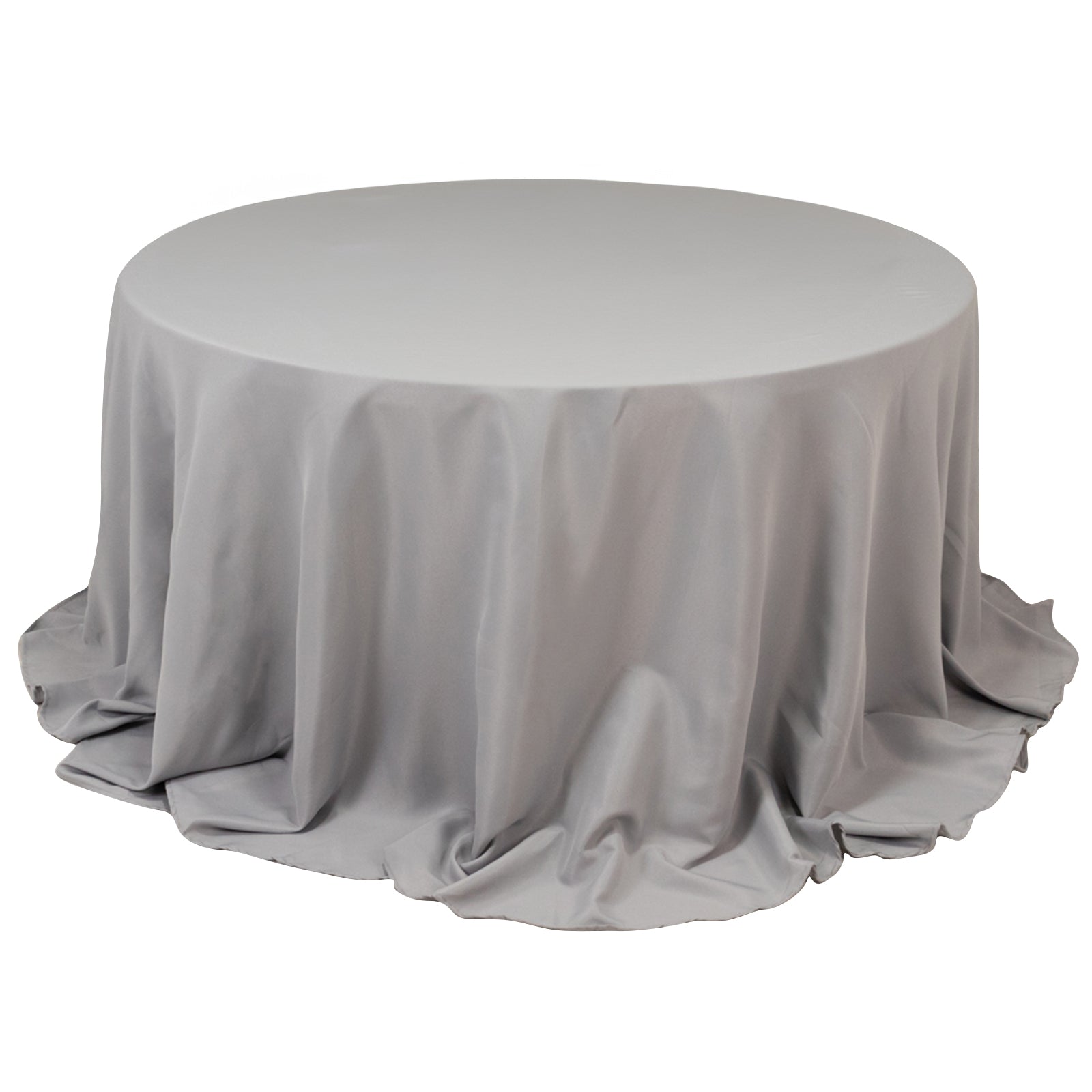 Premium Polyester 132" Round Tablecloth Silver - Seamless 220GSM Wrinkle-Resistant Table Cover Pro Linens