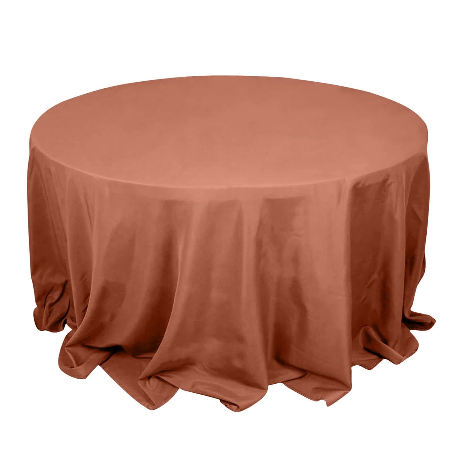 Premium Polyester 132" Round Tablecloth Terracotta (Rust) - Seamless 220GSM Wrinkle-Resistant Table Cover Pro Linens