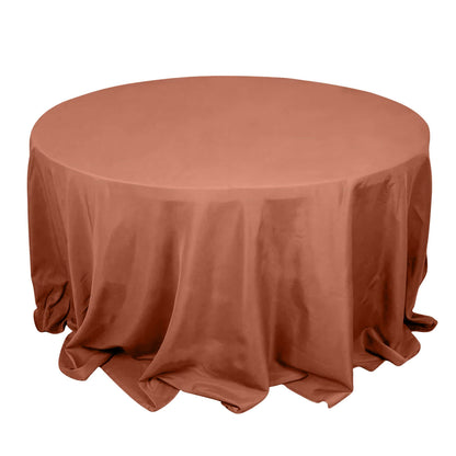 Premium Polyester 132" Round Tablecloth Terracotta (Rust) - Seamless 220GSM Wrinkle-Resistant Table Cover Pro Linens