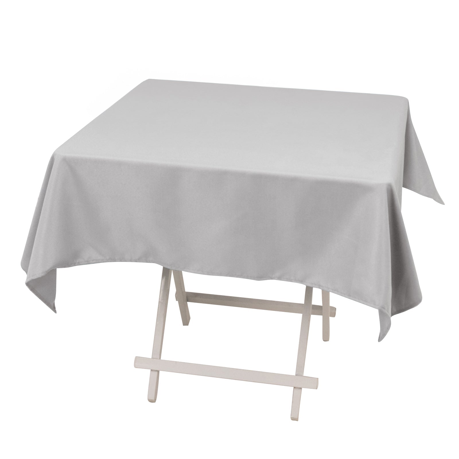 Premium Polyester 54"x54" Square Tablecloth Silver - Stain and Wrinkle-Resistant 220GSM Table Cover Pro Linens