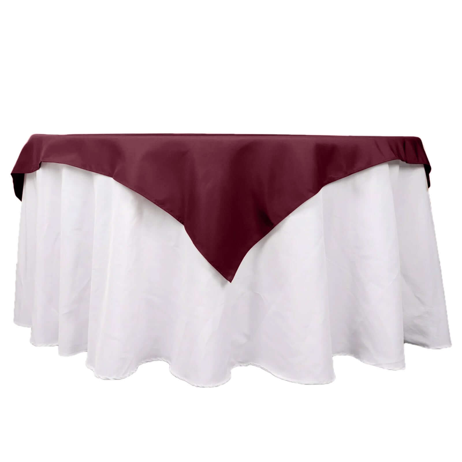 Premium Polyester 54"x54" Table Overlay Square Tablecloth Burgundy - Stain and Wrinkle-Resistant 220GSM Table Topper Pro Linens