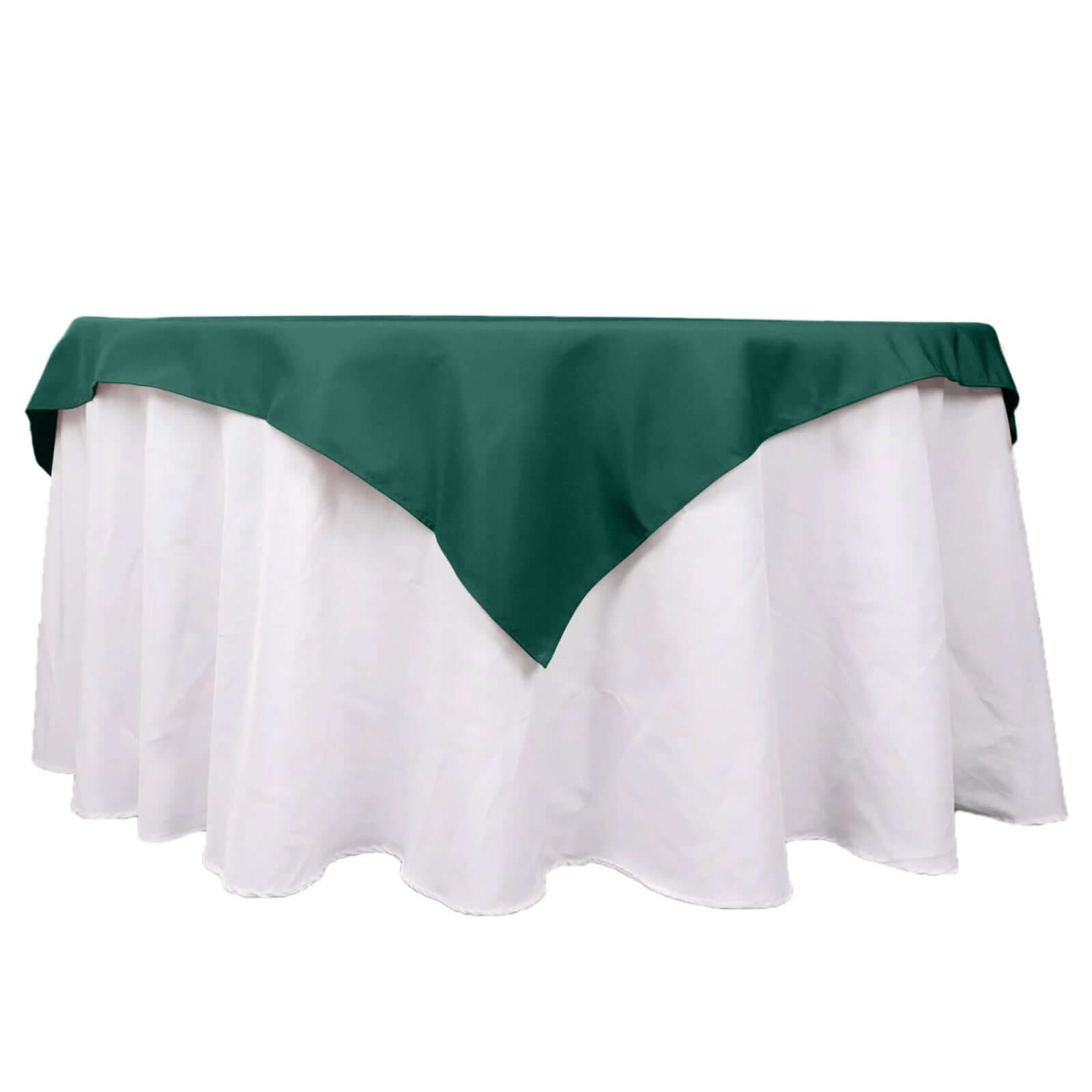 Premium Polyester 54"x54" Table Overlay Square Tablecloth Hunter Emerald Green - 220GSM Stain and Wrinkle-Resistant Table Topper Pro Linens