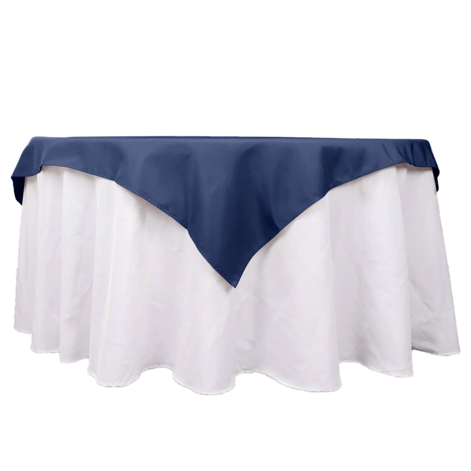 Premium Polyester 54"x54" Table Overlay Square Tablecloth Navy Blue - Stain and Wrinkle-Resistant 220GSM Table Topper Pro Linens