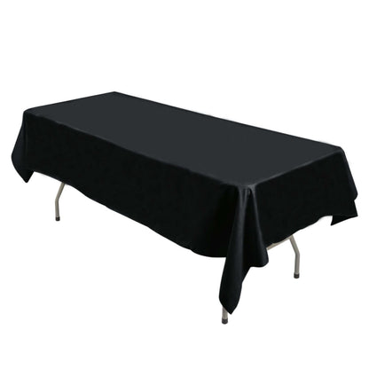 Premium Polyester 54"x96" Rectangle Tablecloth Black - Durable 220GSM Stain-Resistant Fabric Table Cover Pro Linens