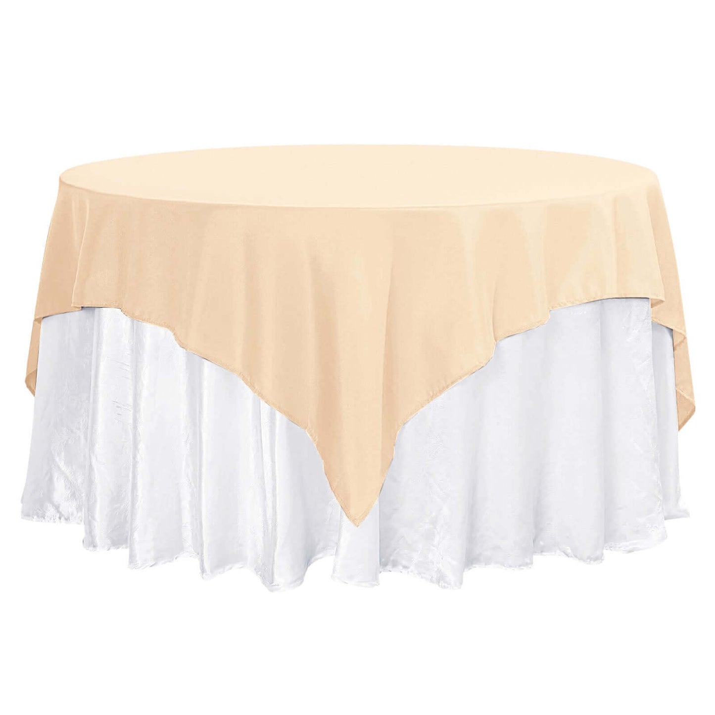 Premium Polyester 70"x70" Table Overlay Square Tablecloth Beige 220GSM Wrinkle-Resistant Table Cover Pro Linens