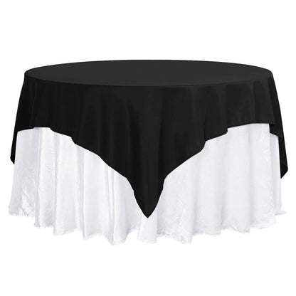 Premium Polyester 70"x70" Table Overlay Square Tablecloth Black 220GSM Wrinkle-Resistant Table Cover Pro Linens