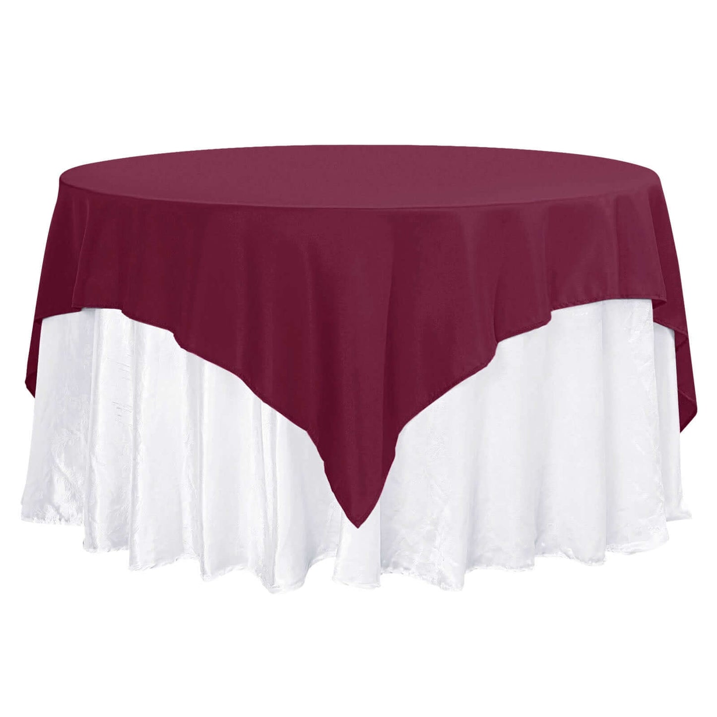 Premium Polyester 70"x70" Table Overlay Square Tablecloth Burgundy 220GSM Wrinkle-Resistant Table Cover Pro Linens