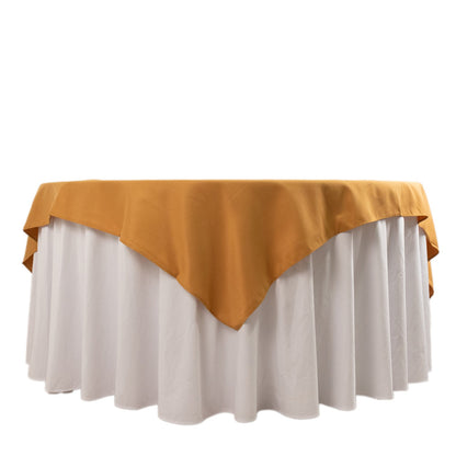 Premium Polyester 70"x70" Table Overlay Square Tablecloth Gold 220GSM Wrinkle-Resistant Table Cover for Stylish Gatherings Pro Linens