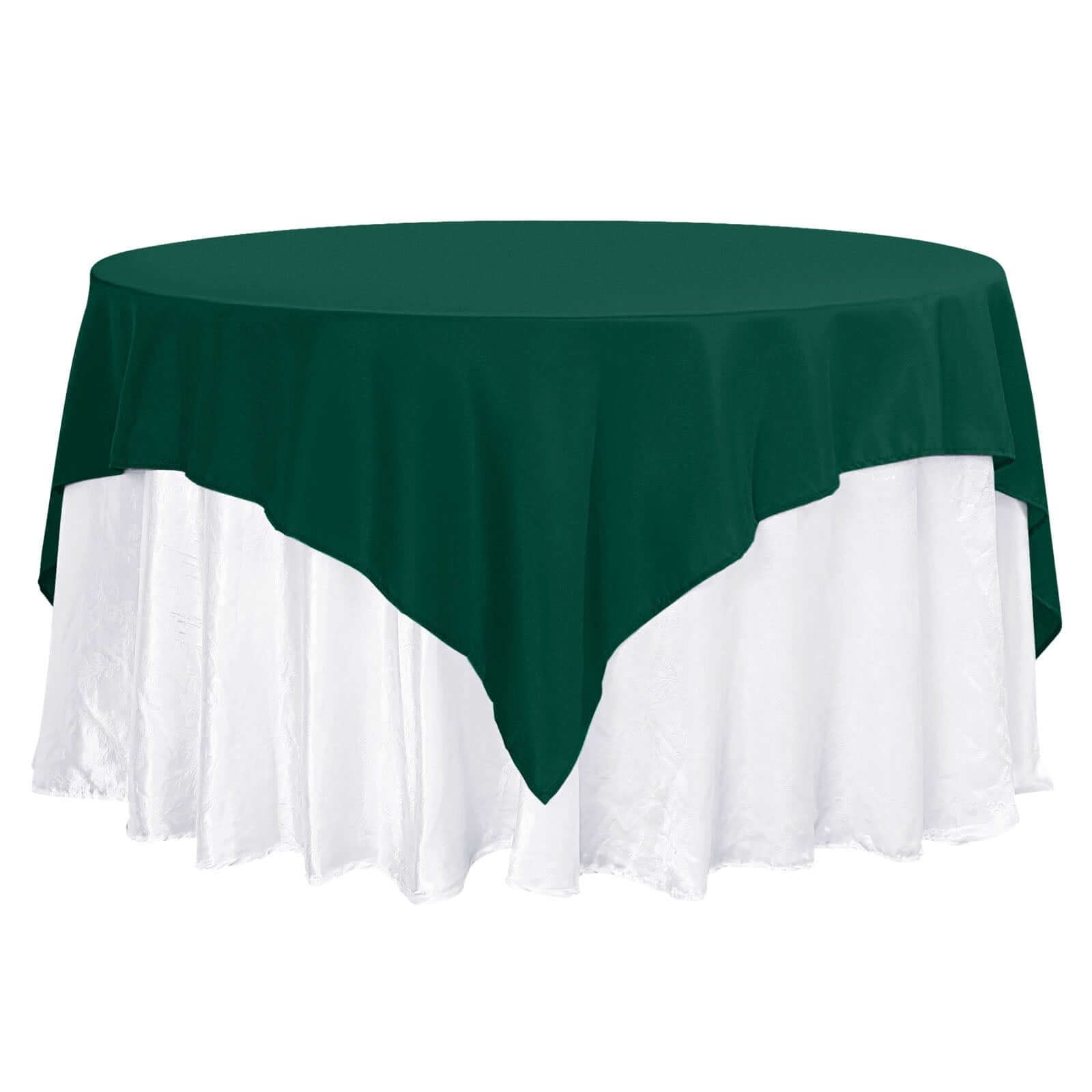 Premium Polyester 70"x70" Table Overlay Square Tablecloth Hunter Emerald Green 220GSM Wrinkle-Resistant Table Cover Pro Linens