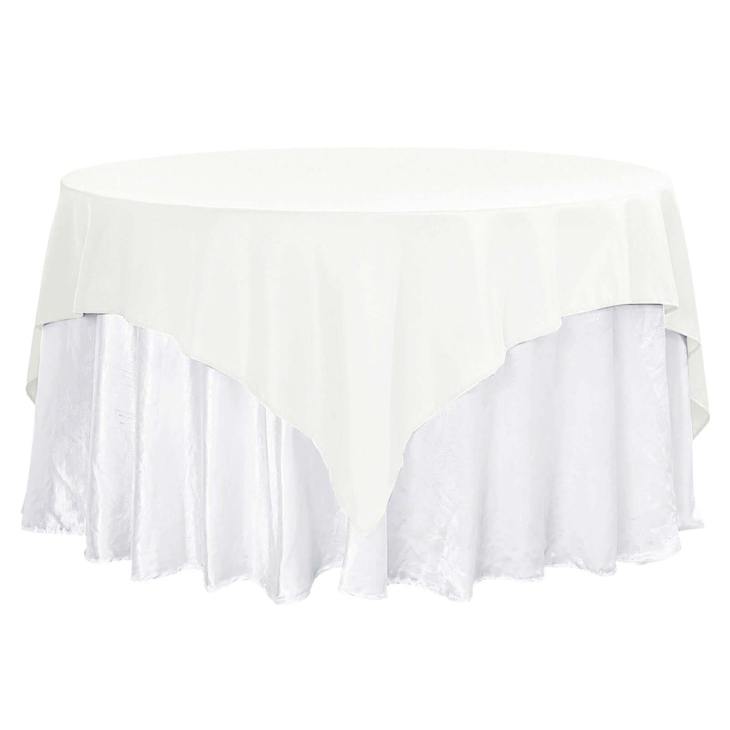 Premium Polyester 70"x70" Table Overlay Square Tablecloth Ivory 220GSM Wrinkle-Resistant Table Cover Pro Linens