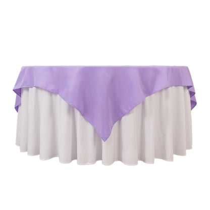 Premium Polyester 70"x70" Table Overlay Square Tablecloth Lavender Lilac 220GSM Wrinkle-Resistant Table Cover Pro Linens